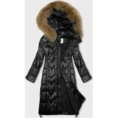 Geaca lunga de femeie Glacat negru (LU-203)