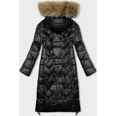 Geaca lunga de femeie Glacat negru (LU-203)