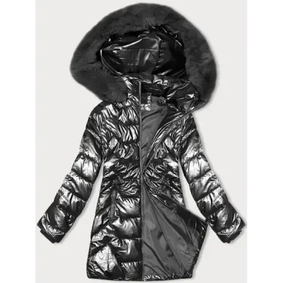 Jacheta de iarna pliata cu capota J Style grafit (16M9122-105)