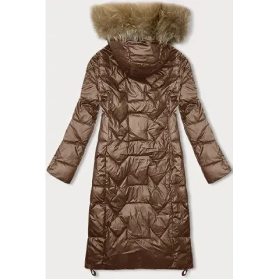 Długa kurtka pikowana damska Glakate camel (LU-2203)