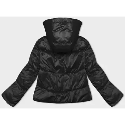 Jacheta scurta pentru femei cu capota deschisa S'West negru (B8228-1)