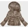 Sacou scurt pentru femei cu glugă detașabilă S'West caramel (B8228-101)