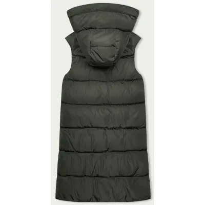 Vestă lungă pentru femei kaki-bej (B8159-11)
