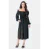 Rochie punct spaniolă cu mânecă lungă Ann Gissy negru (DLY016)