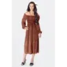 Rochie punct spaniolă cu mânecă lungă Ann Gissy caramida (DLY016)
