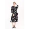 rochie de flori kimono cu clivaj rotund Ann Gissy negru / roz (XY202116)