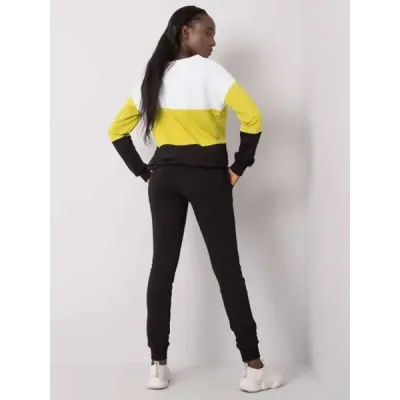 Femeii rochie subțire ansamblu Rue Paris alb-limon-grave (5971)
