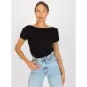T-shirt de bază cu clivaj spate Simțiți-vă bine negru (4662-22)