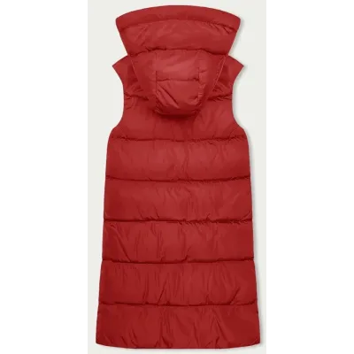 Vestă lungă de culoare roșie cu două fețe (B8248-4)