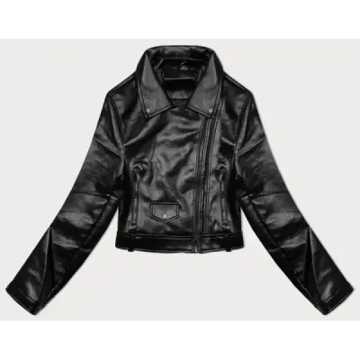 Jacheta din piele cu clape J Stil negru (11Z8128)