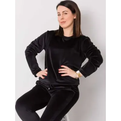 Costum de femeie Velour plus dimensiunea negru (6085)
