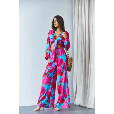 Tie set bluza si pantaloni albastri lati (8175)