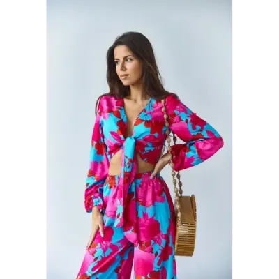 Tie set bluza si pantaloni albastri lati (8175)