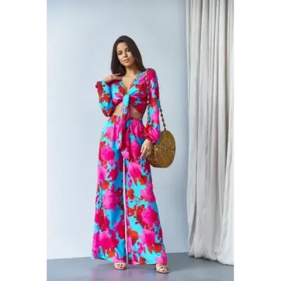 Tie set bluza si pantaloni albastri lati (8175)