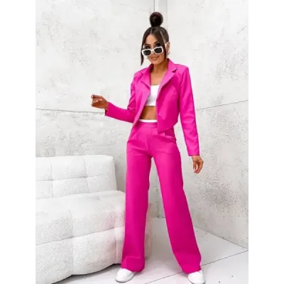 Set jacheta scurta + pantaloni largi Fuchsia (8263)