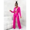 Set jacheta scurta + pantaloni largi Fuchsia (8263)