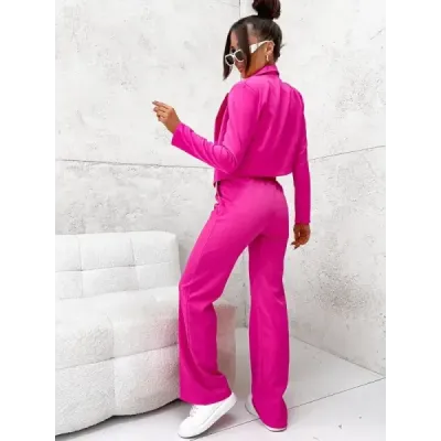 Set jacheta scurta + pantaloni largi Fuchsia (8263)