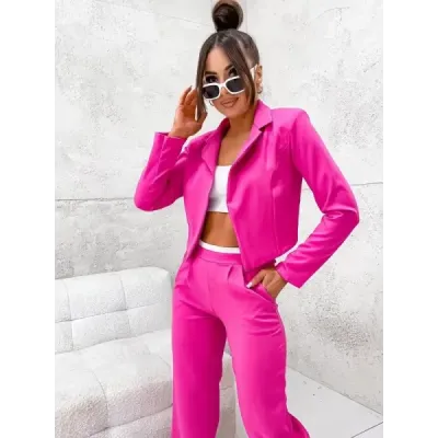 Set jacheta scurta + pantaloni largi Fuchsia (8263)