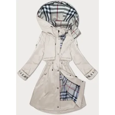 Cienka parka damska z kapturem BH Forever jasny beż(1) (BH-2403)