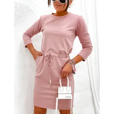 Rochie din bumbac roz pudrat (700)