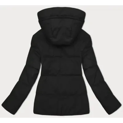 Sacou de damă cu două fețe cu glugă bej negru și închis (16M2155-84)