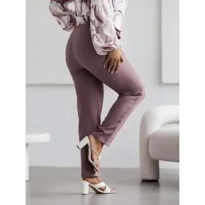 Pantaloni eleganti pentru femei plus cappuccino (728)