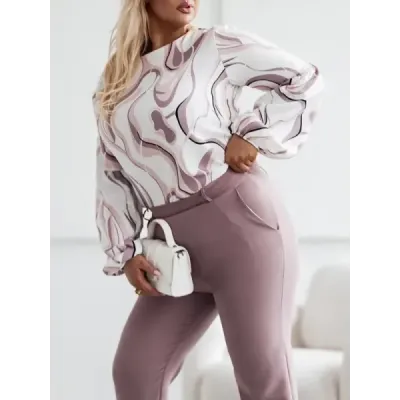 Pantaloni eleganti pentru femei plus cappuccino (728)