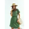 Rochie simplă cu decolteu kaki rotund (655)