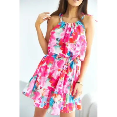 Rochie cu frill roz (653)