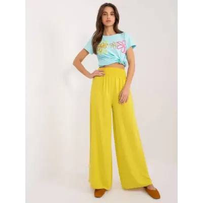 Pantaloni largi din cauciuc galben (8390)