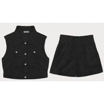 Set vestă de vară și pantaloni scurți scurte negru (72018)