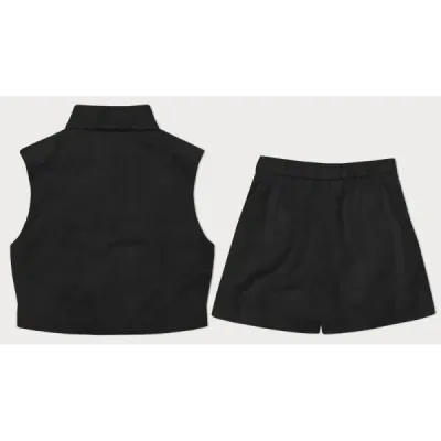 Set vestă de vară și pantaloni scurți scurte negru (72018)