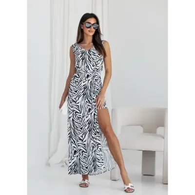 Rochie simplă cu dungă albă (8294)