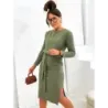 Rochie midi cu bandă kaki (773)