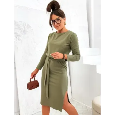 Rochie midi cu bandă kaki (773)