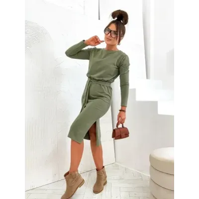 Rochie midi cu bandă kaki (773)