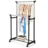Costway Haine raft Rolling dulap cu role negru 86 x 43 x 94-168 cm