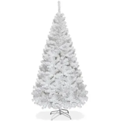 Copac de Crăciun Copac artificial Crăciun pom cu suport metalic 150-240 cm Alb-180 cm
