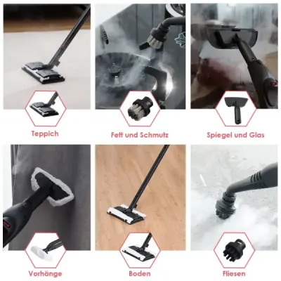 Curățare abur Steam epurator 2000W Steam pardoseală cu 19 accesorii Red