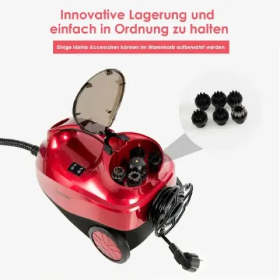 Curățare abur Steam epurator 2000W Steam pardoseală cu 19 accesorii Red