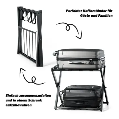 Costway 2 x caz Stand bagaj pliabil de stocare metal pentru dormitor negru