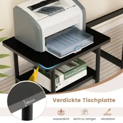 Masă imprimantă costway cu 2 nivele & Roţi fixe Stand imprimantă maşină neagră