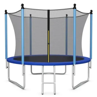 Costway Ø 305 cm trambulină recreativă cu plasă de siguranță negru + albastru