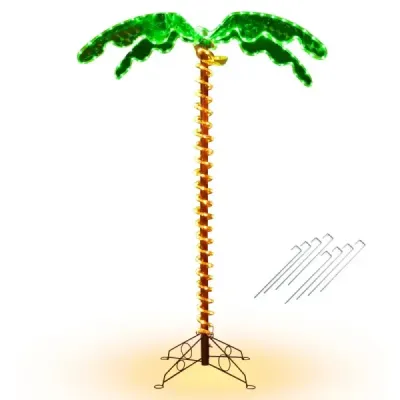 Palmier artificial iluminat costway cu LED-uri de bază pliabil palma LED 118 x 80 x 154 cm