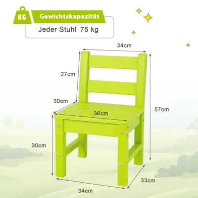 Costway 2 Scaune pentru copii pentru interior și exterior scaun de învățare rezistent la vreme pentru copii Verde