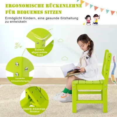 Costway 2 Scaune pentru copii pentru interior și exterior scaun de învățare rezistent la vreme pentru copii Verde