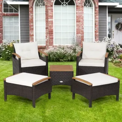 Costway cos mobilier set 5 părți rattan mobilier set pentru terasa