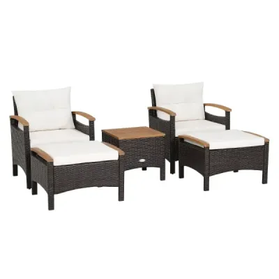 Costway cos mobilier set 5 părți rattan mobilier set pentru terasa