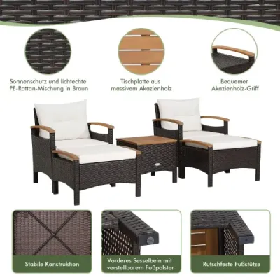 Costway cos mobilier set 5 părți rattan mobilier set pentru terasa