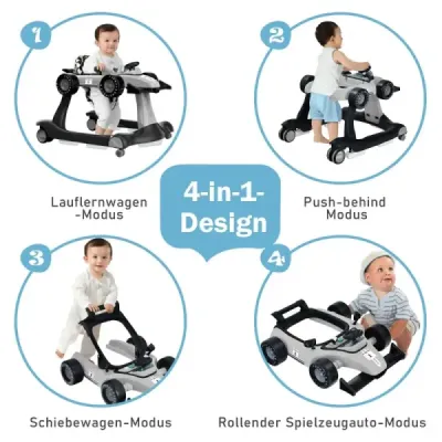 4 din 1 plimbare pentru copii Walker pliabil pentru copii 73 x 64 x 50,5 / 53,5 / 55,5 cm